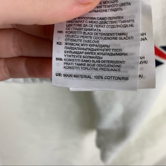 Reebok Cropped Logo Tie Front Sweater in White Multi - Picture 8 of 8